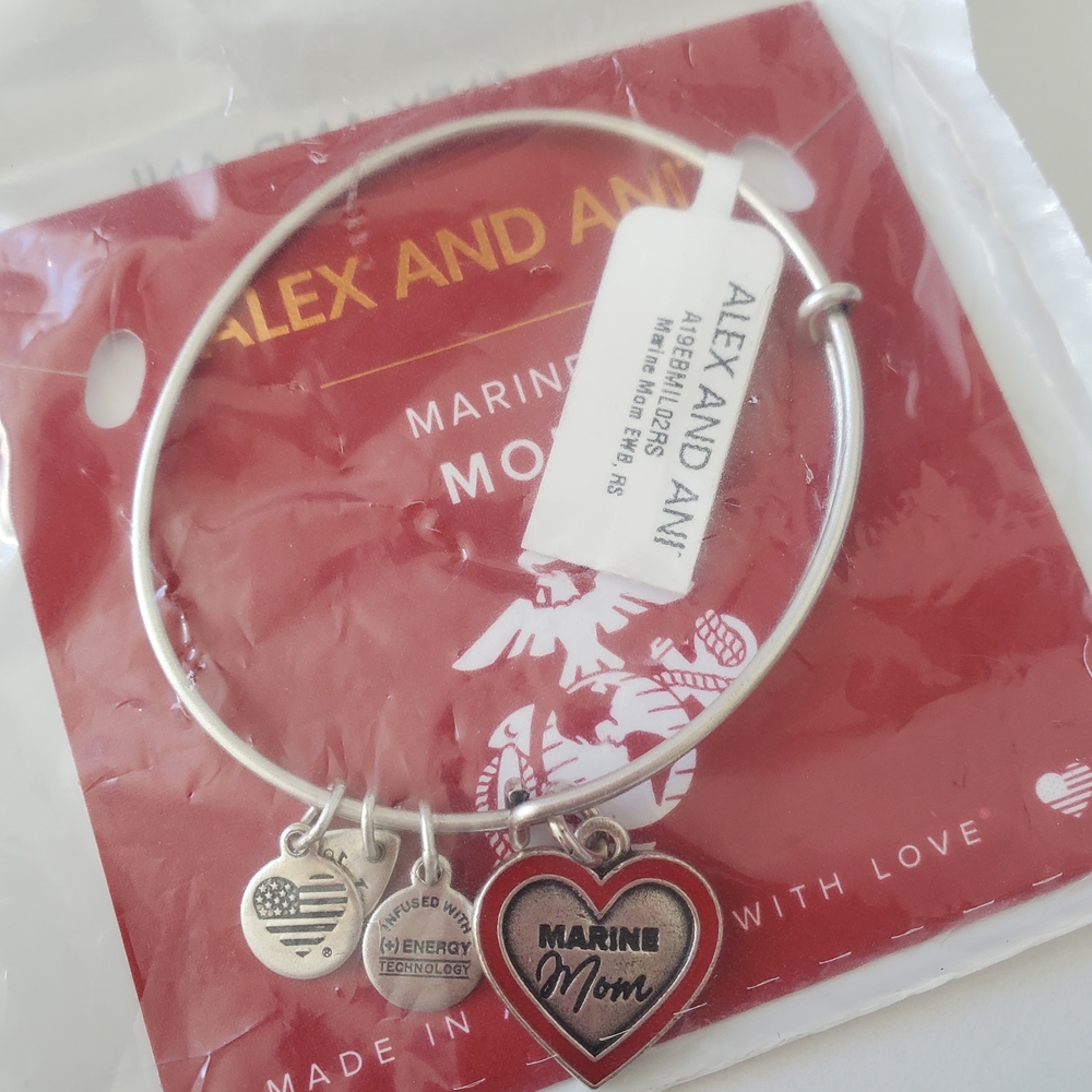Alex and Ani Marine Mom Heart Charm Bracelet